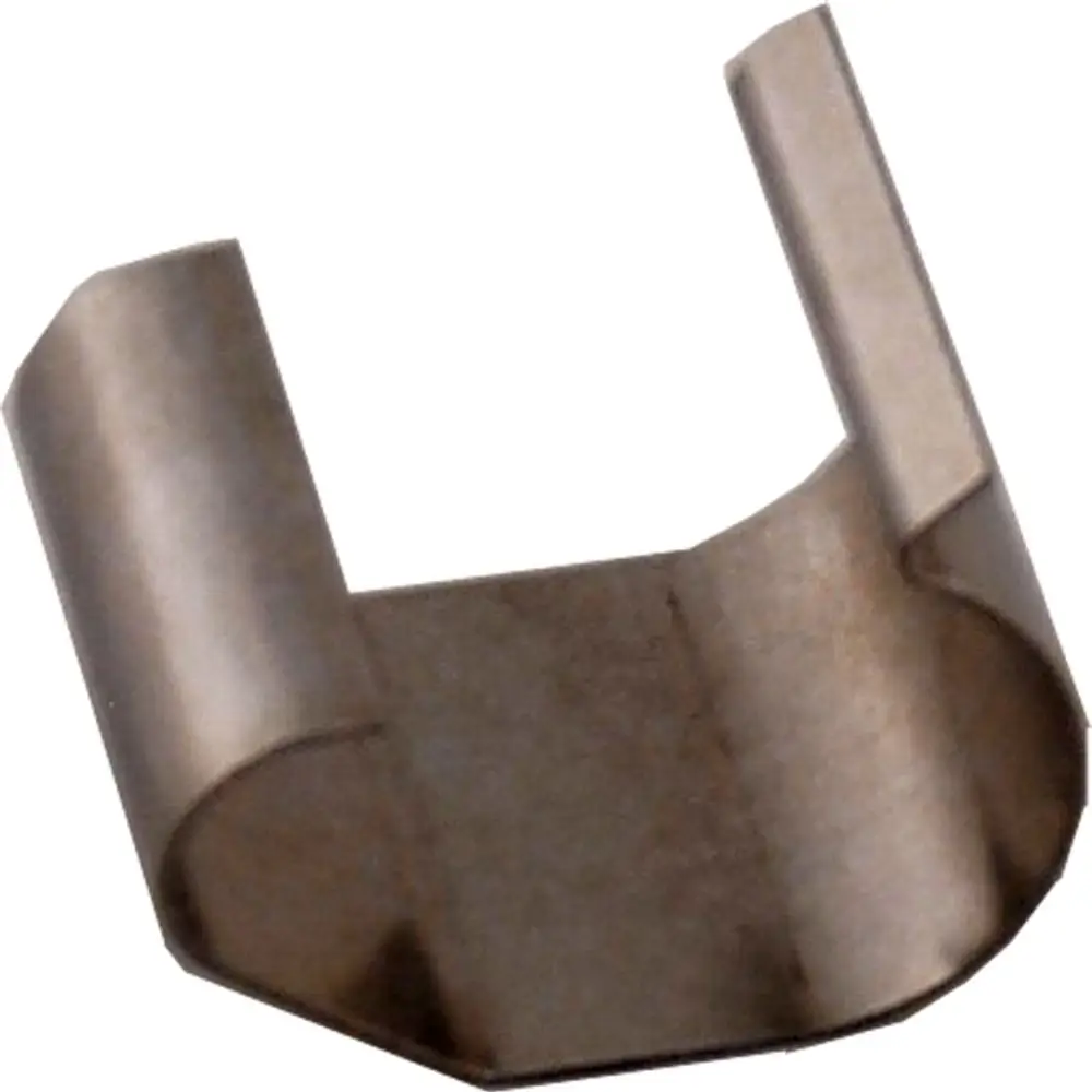 Edelstahlclip mit gebogener Form, möglicherweise für Befestigungszwecke. Typische Anwendung könnte in Geräten von Wolf sein.